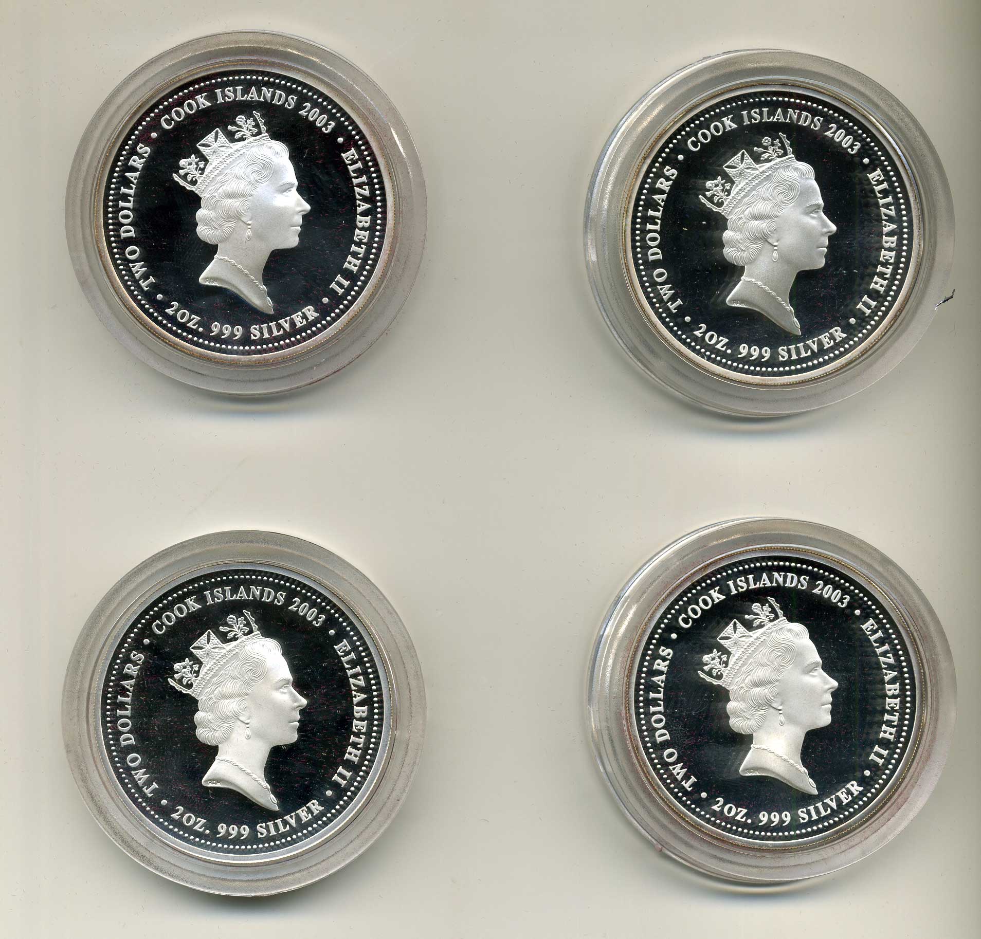 Острова Кука набор из 4 монет по 2 доллара 2003 знаменитые бандиты Австралии (двухунцовки) серебро PROOF 14-01-03-28