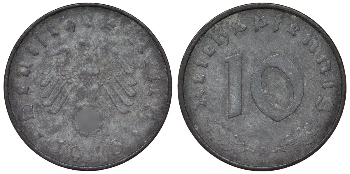 Германия 10 рейхспфеннигов 1943 A KM 101, J.371 цинк 4121-1041