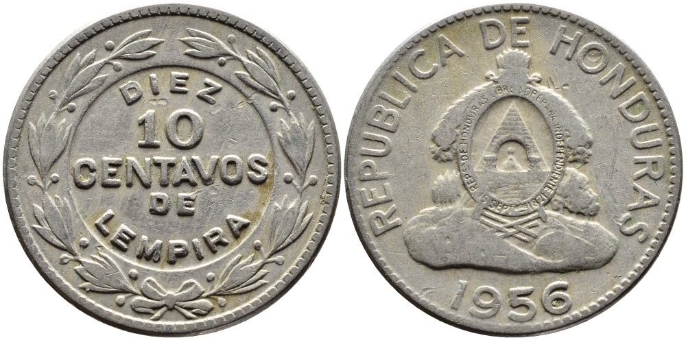 Гондурас 10 сентаво 1956 KM 76.1 медно-никель 4390-127