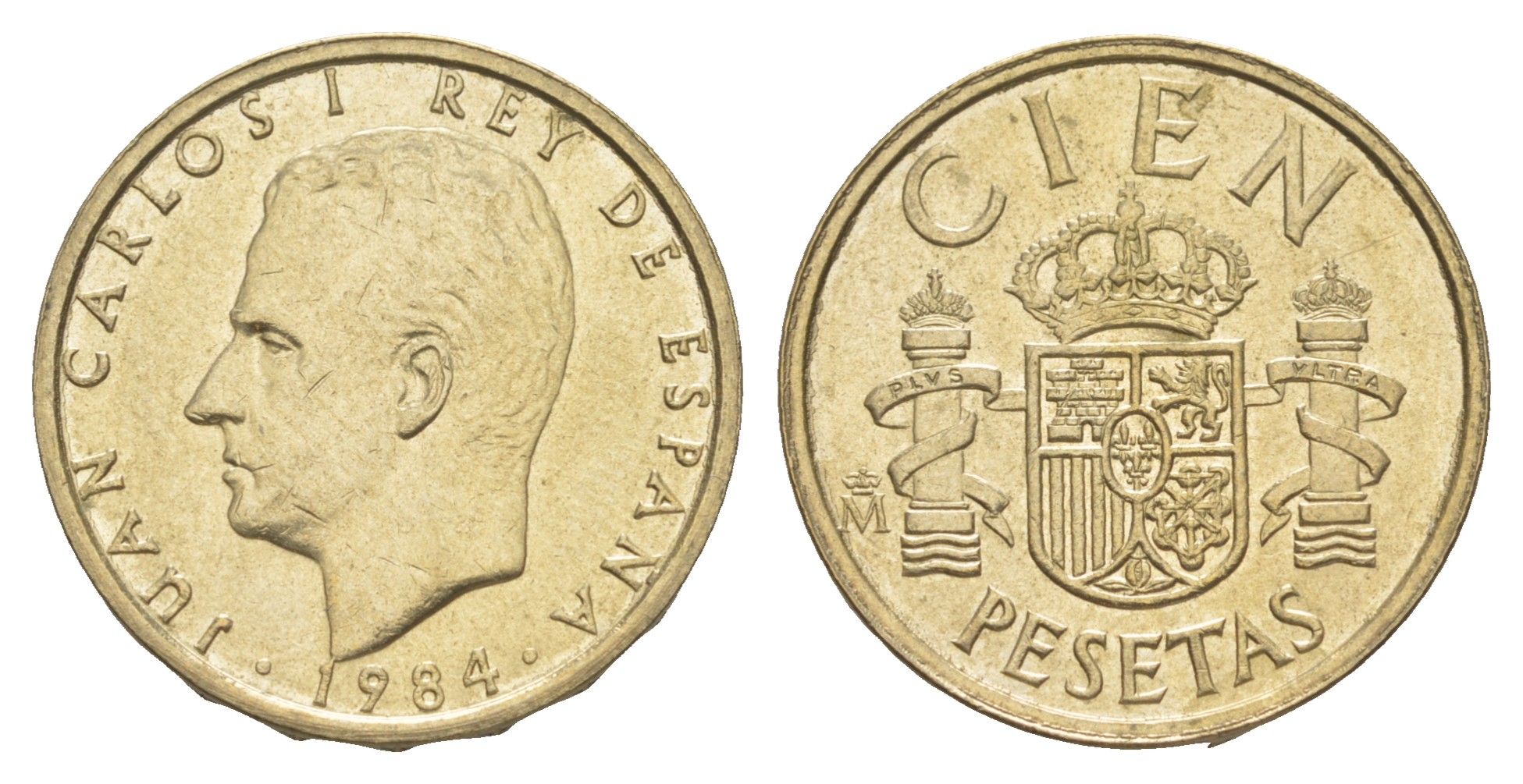 Испания 100 песет 1984 M, Хуан Карлос I (1975-2014) KM 826 алюминиевая бронза 4616-1241