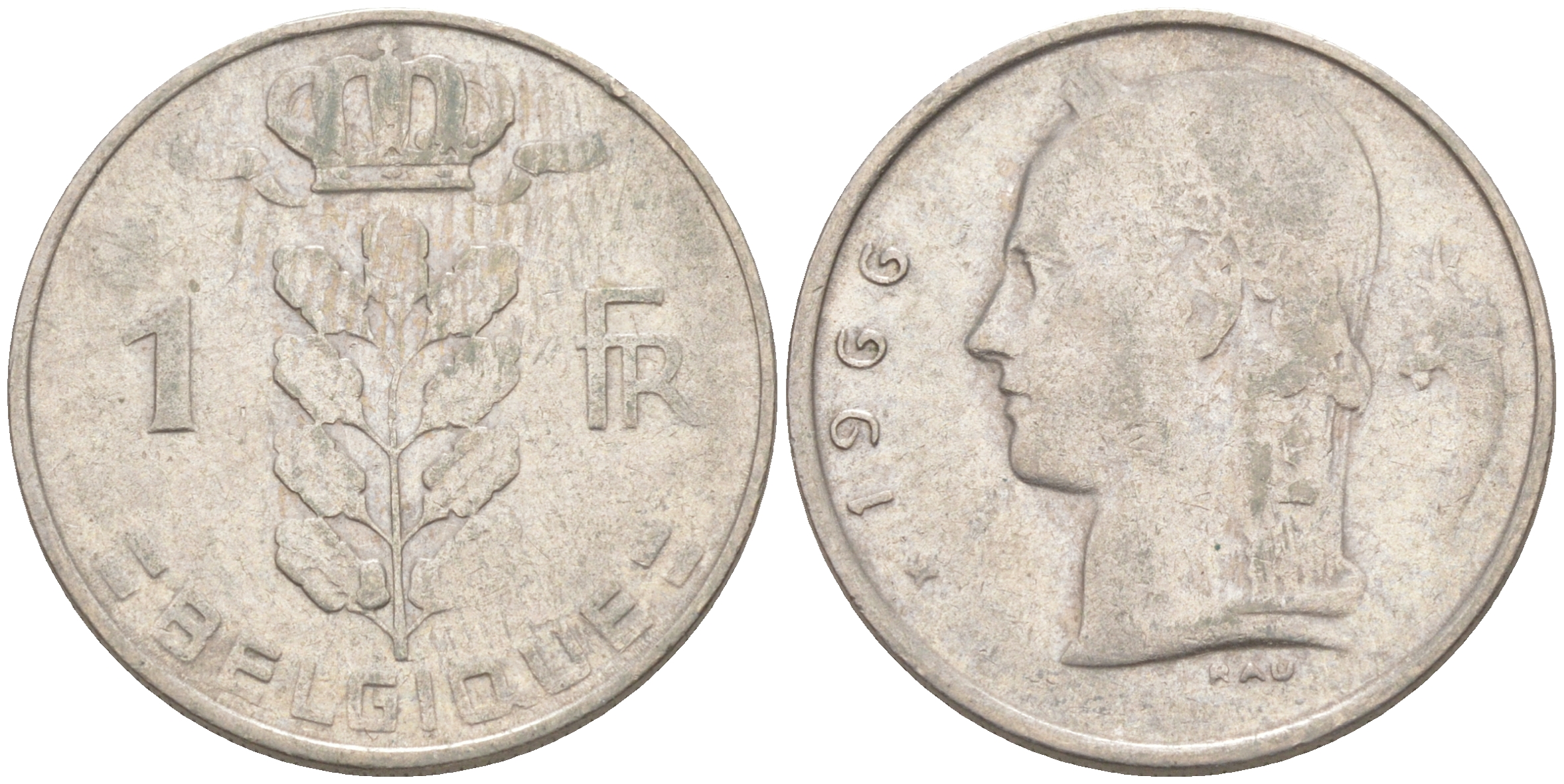 БЕЛЬГИЯ 1 ФРАНК 1966 BELGIQUE KM 142.1 медно-никель 187-931