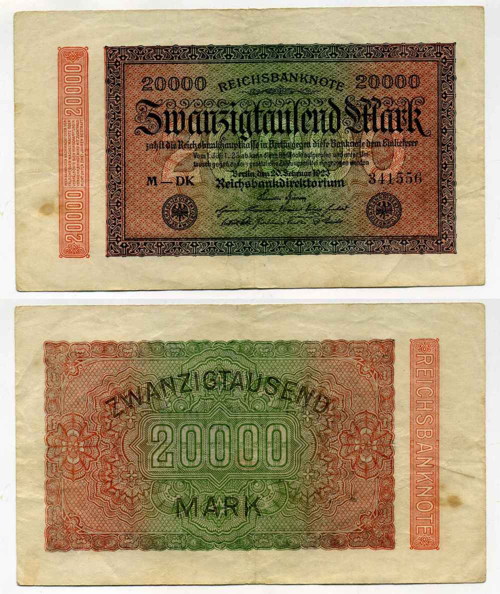 ГЕРМАНИЯ 2000 МАРОК 1923 ВОДЯНОЙ ЗНАК L Pick 85а бумага 8589-54-1-2