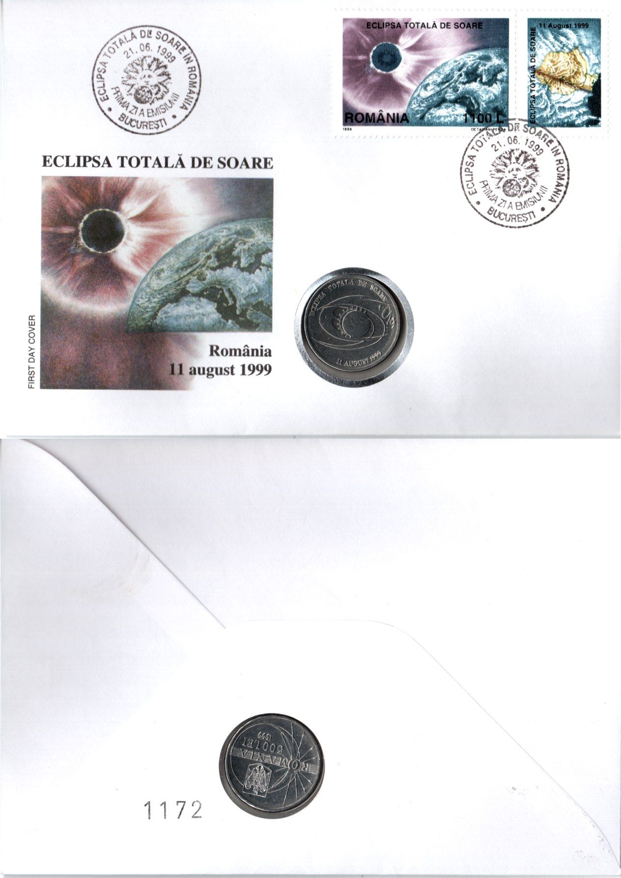Румыния 500 лей (леев) 1999 Солнечное затмение KM 146 алюминий UNC 9003-38