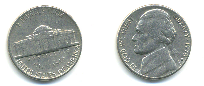 США 5 центов 1978 D, Джефферсон KM А192 медно-никель179-721