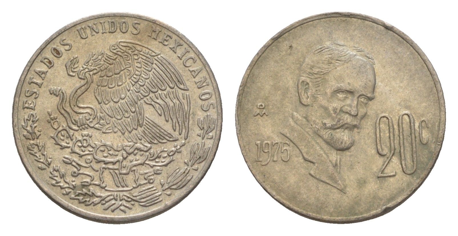 Мексика 20 сентаво 1975 Франциско Индалеси KM 442 медно-никель 4644-644