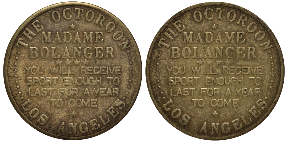 США жетон ND мадам Боланджер, 38 мм, 11 гр латунь 1515-1944