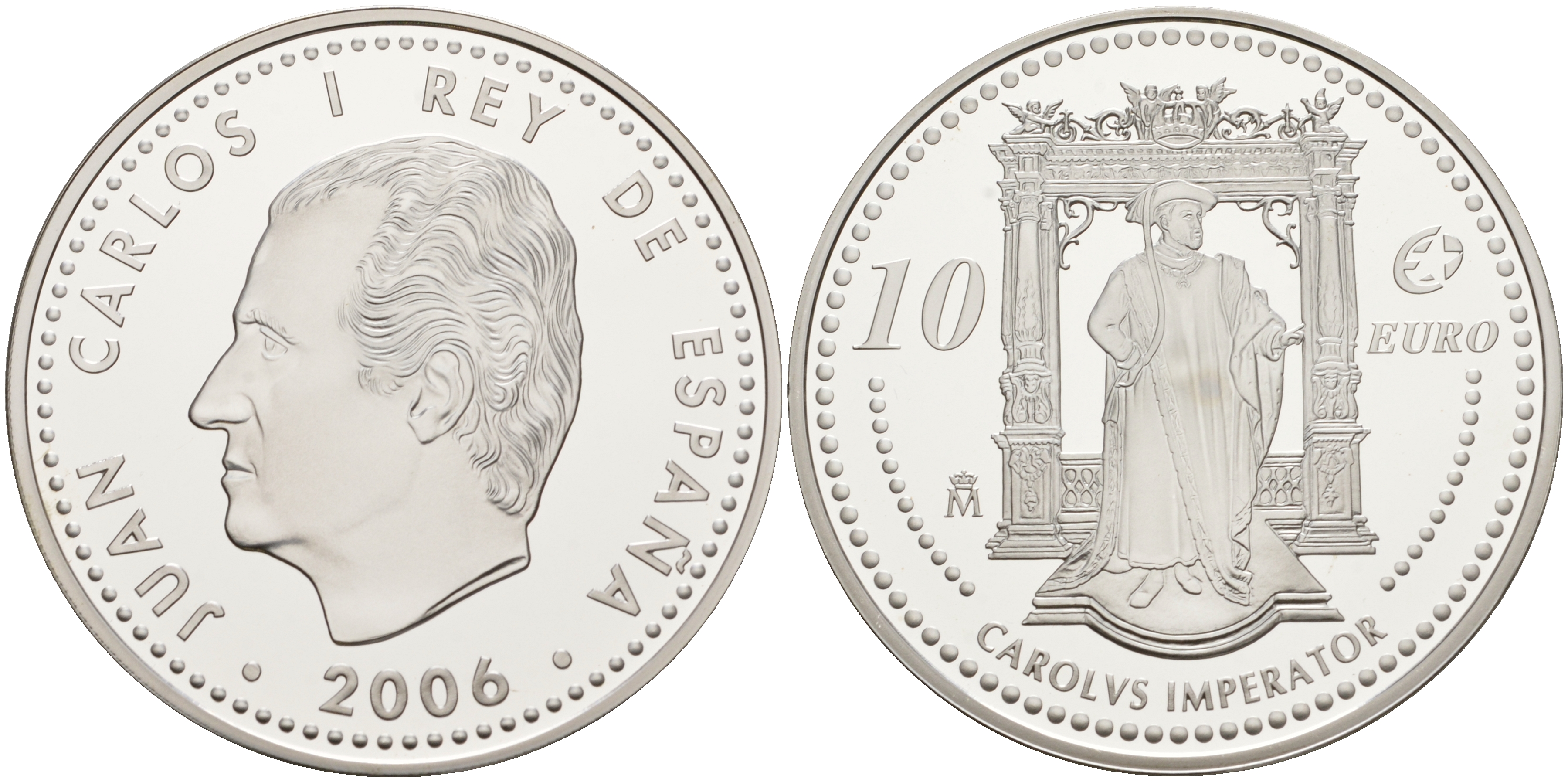 Испания 10 евро 2006 M, Выдающиеся европейцы - Карл V KM 1122 серебро PROOF 11-165-33