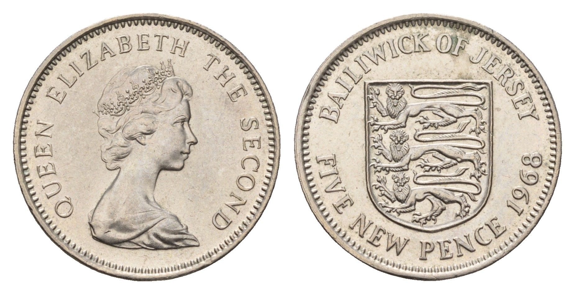 Джерси 5 пенсов 1968 герб, Елизавета II (1952-2022) KM 32 медно-никель aUNC 4118-342