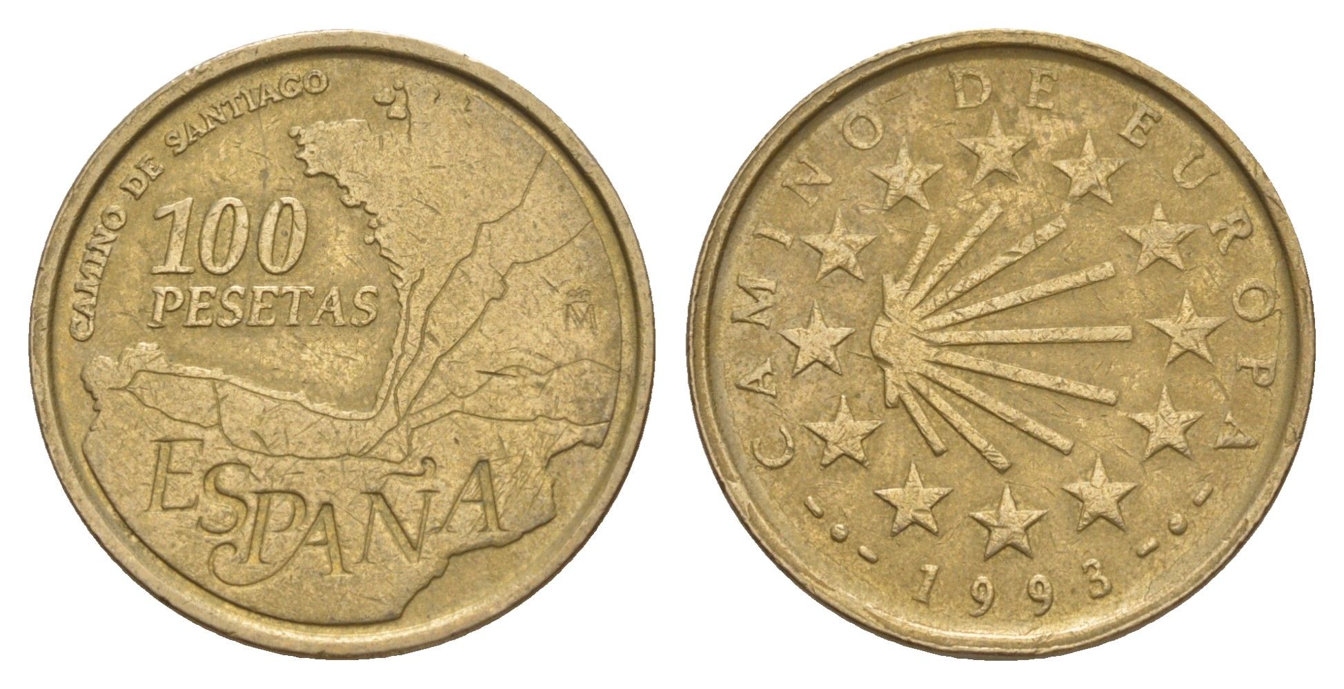 Испания 100 песет 1993 Путь Святого Иакова KM 922 алюминиевая бронза 4650-734