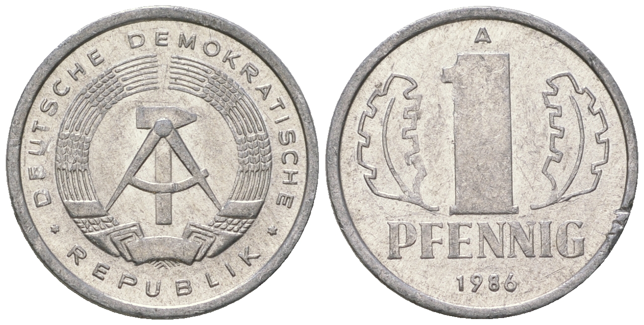 ГДР 1 пфенниг 1986 А KM 8.2 алюминий 4651-143
