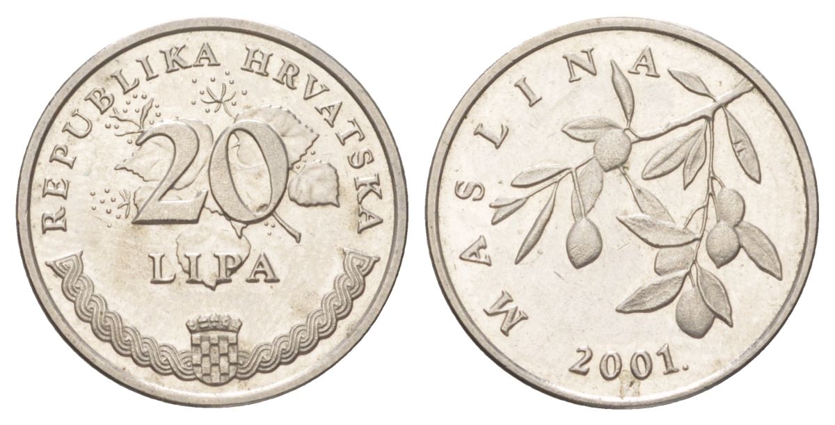Хорватия 20 лип 2001 нечетный год KM 7 сталь плакированная никелем UNC 4625-518