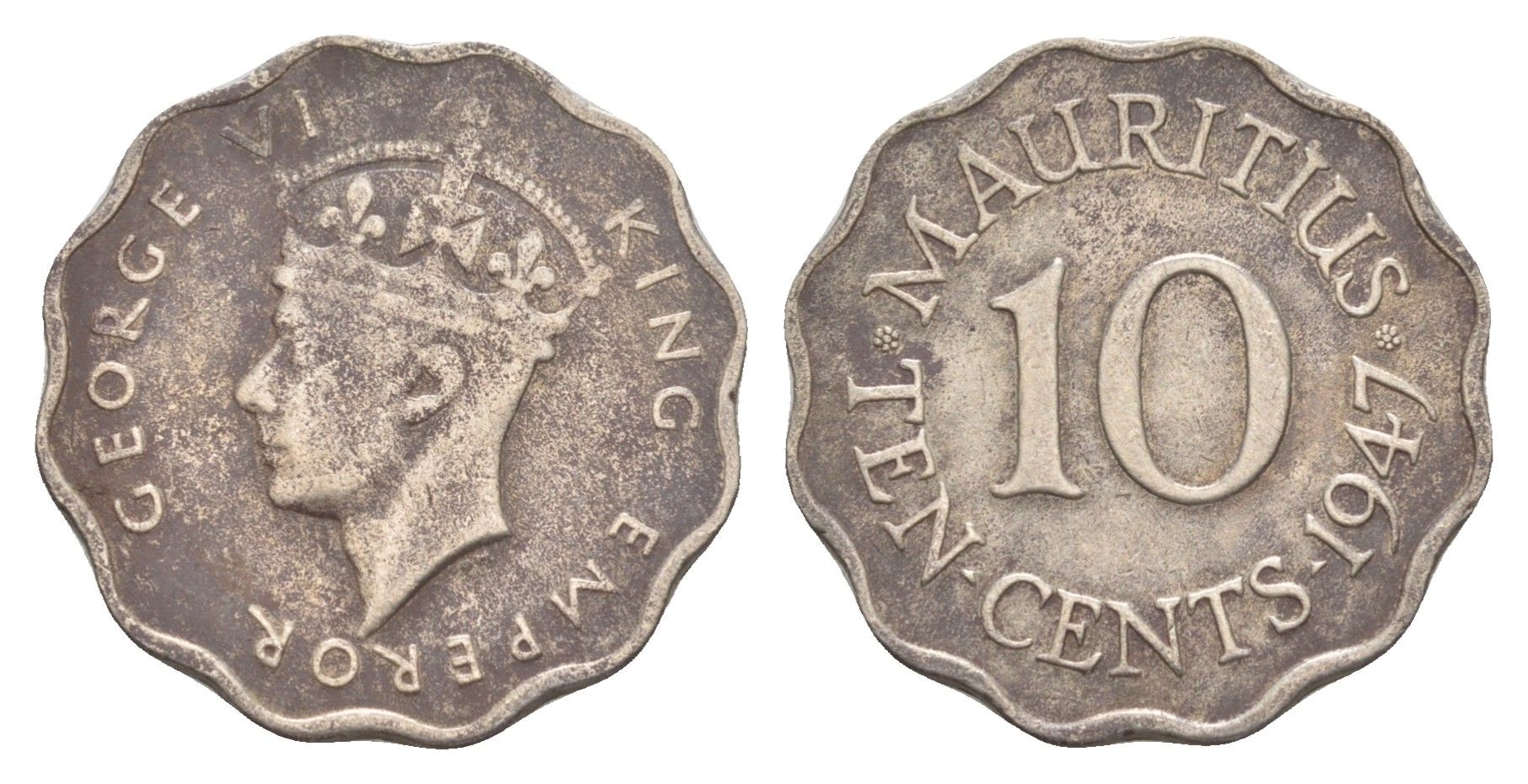 Маврикий 10 центов 1947 KM 24 медно-никель 4150-1241