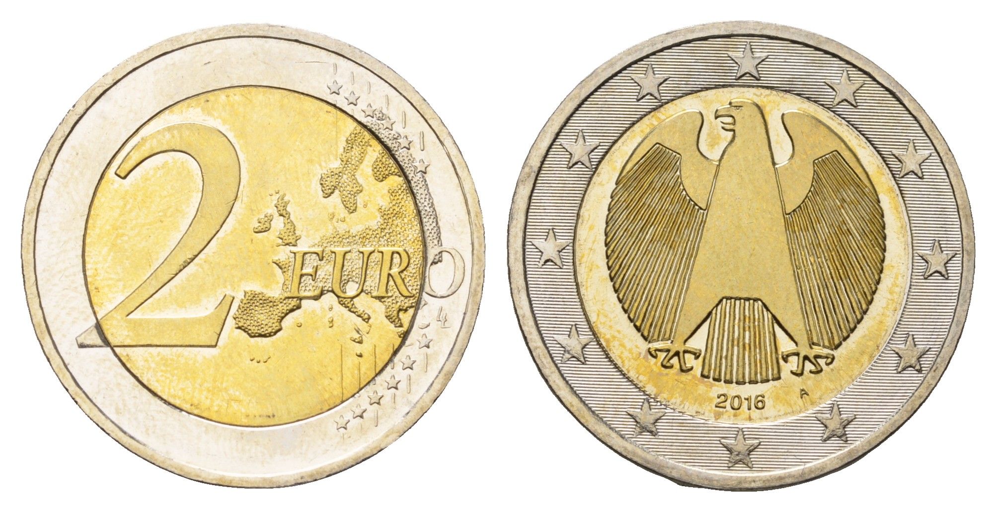 Германия 2 евро 2016 A KM 258 биметалл UNC 4693-215