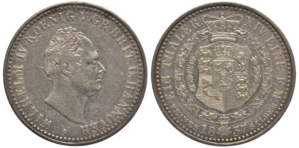 Брауншвейг-Каленберг-Ганновер 1 талер 1837 A, Вильгельм IV (1830-1837) КМ 169, Welter 3047, Thun 154, AKS 64, Kahnt 221, Jäger 52, Davenport 664 серебро    02-251-44