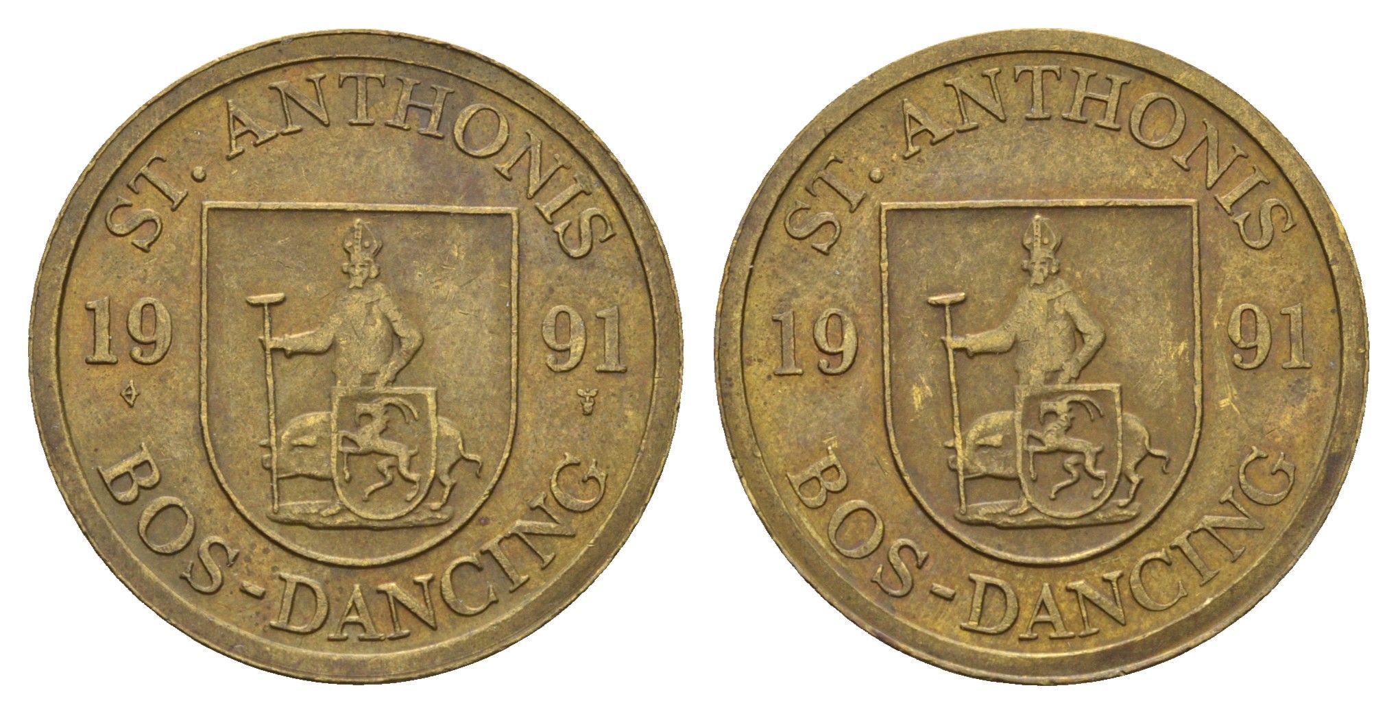 Нидерланды жетон монетного двора - святого Антония 1991 диаметр 31 мм, вес 6 гр латунь 210-553