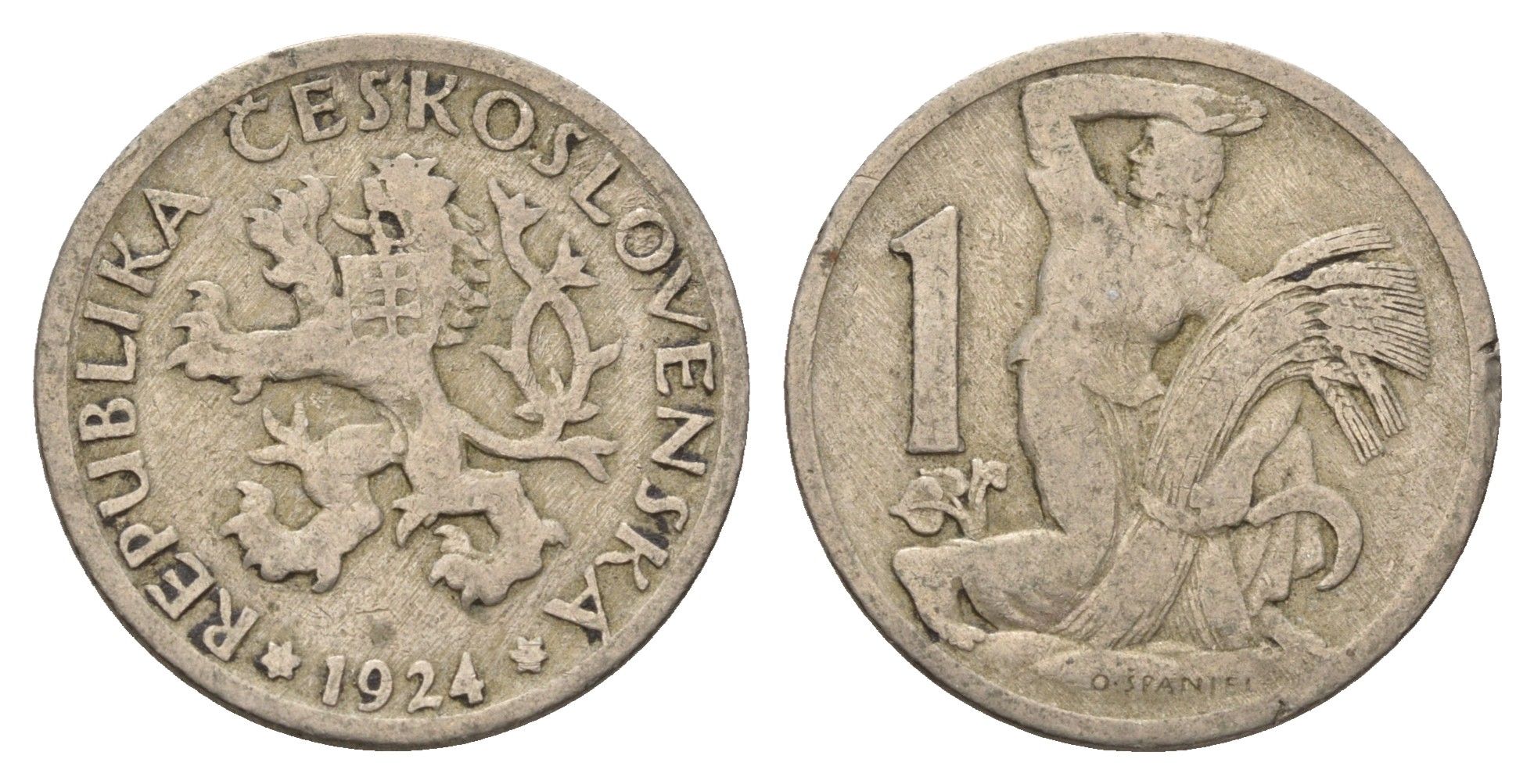 Чехословакия 1 крона 1924 KM 4 медно-никель 4673-923