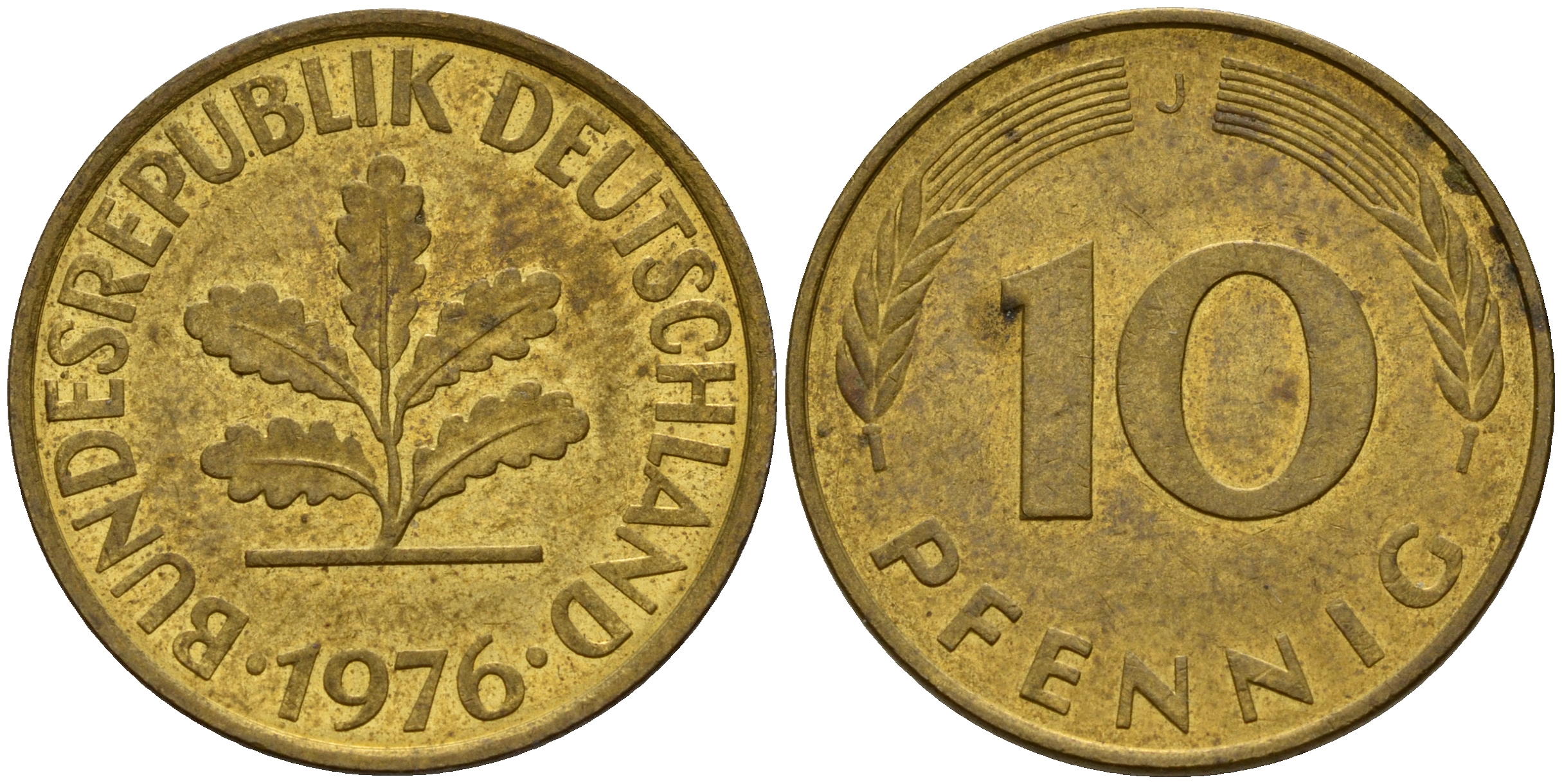 ФРГ 10 пфеннигов 1976 J J. 383, KM 108 сталь плакированная латунью    4603-431