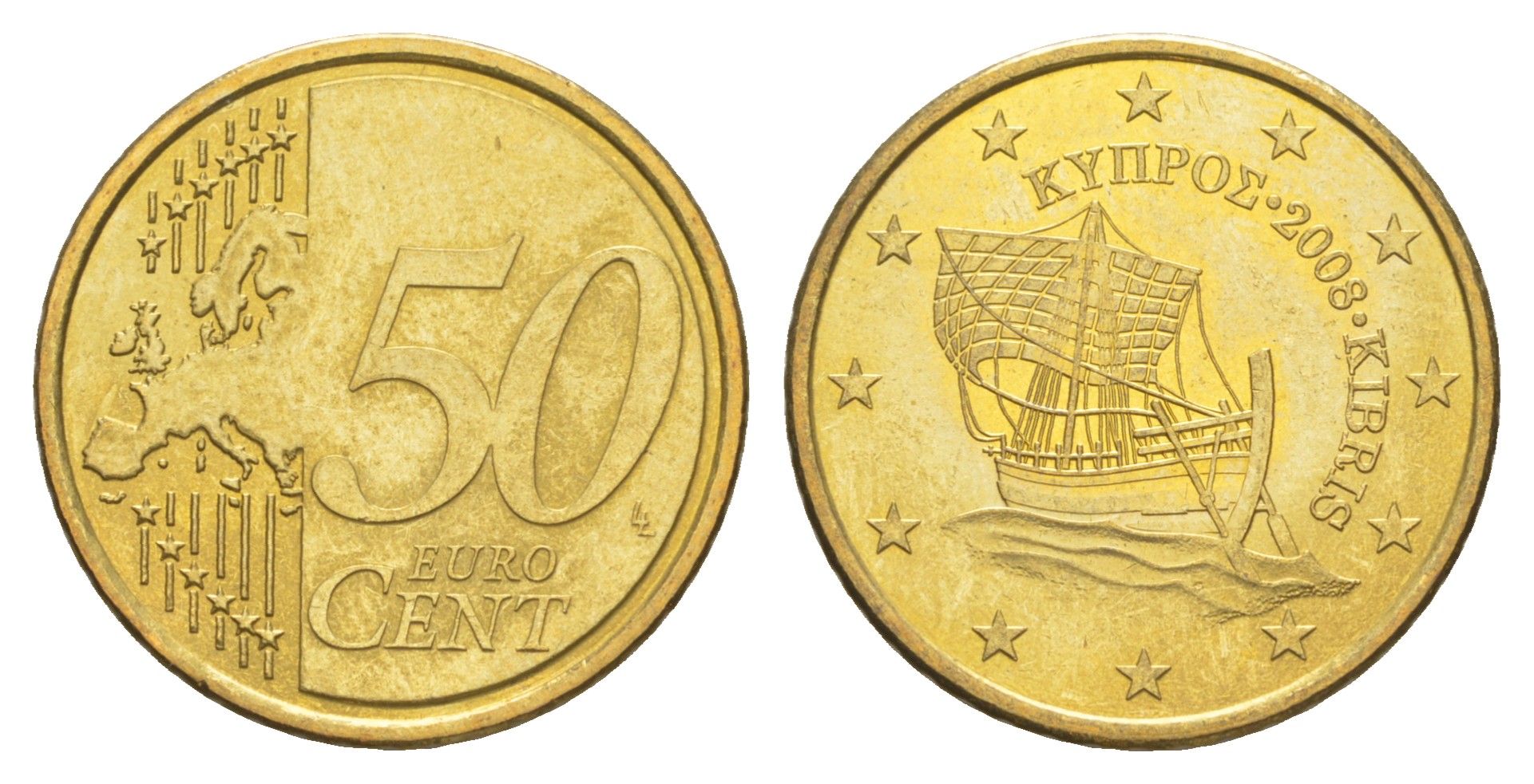 Кипр 50 евроцентов 2008 KM 83 нордик BU 4652-314