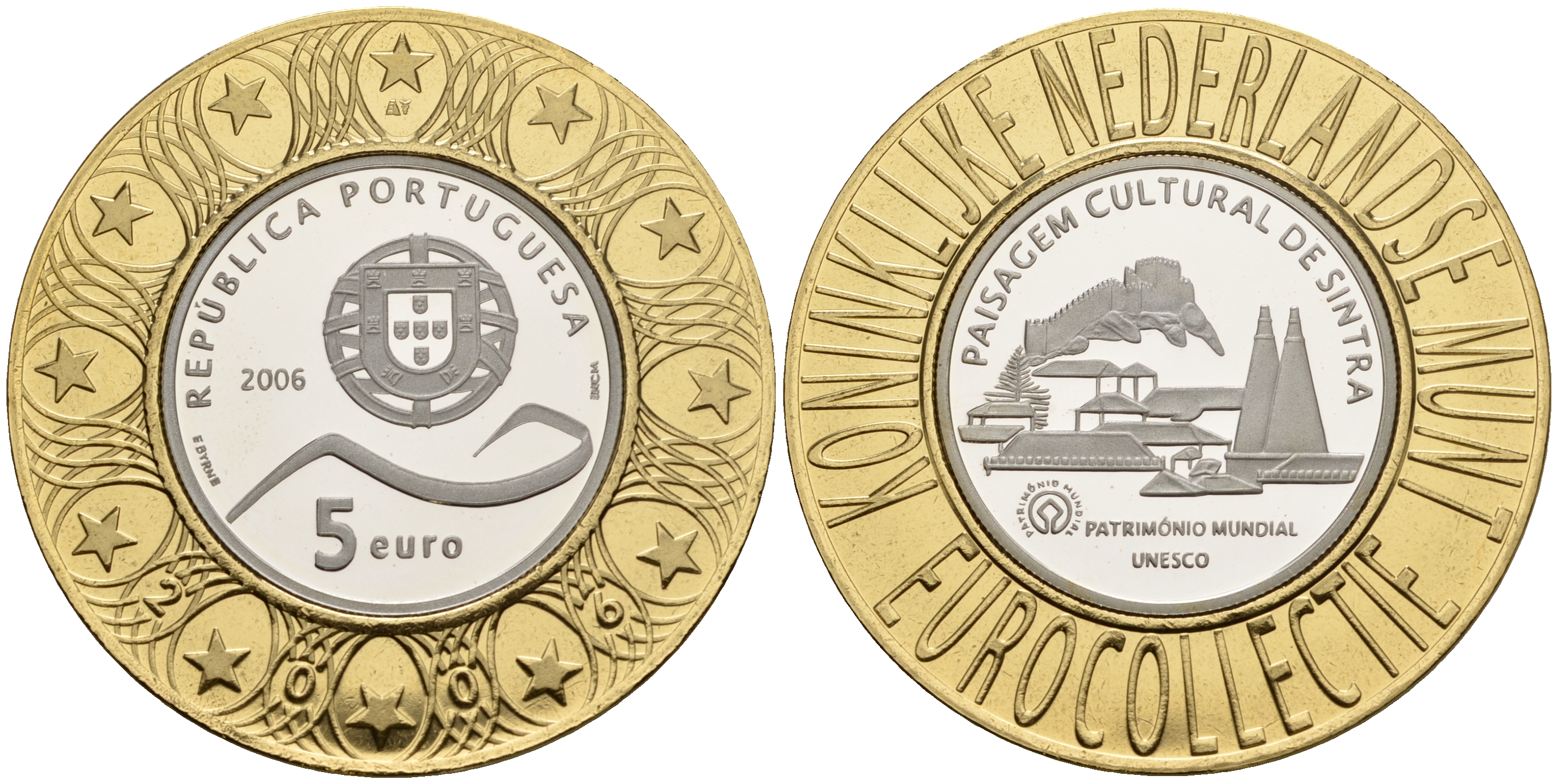 Португалия 5 евро 2006 ЮНЕСКО, Сохранение культурного ландшафта Синтры, коллекция Нидерландского монетного двора KM 769 a серебро PROOF 11-060-33