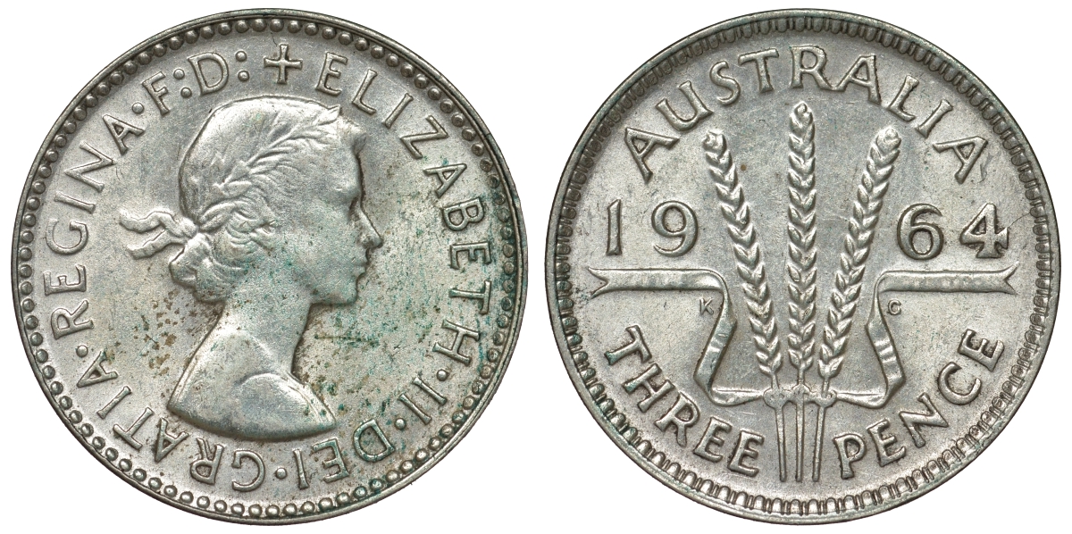 Австралия 3 пенса 1964 Елизавета II (1952-2022) KM 57 серебро 71-963