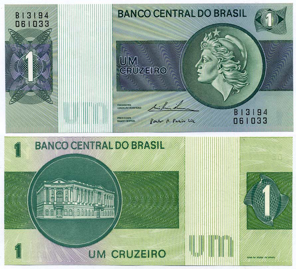 БРАЗИЛИЯ 1 КРУЗЕЙРО 1975 ПОДПИСЬ 18, СЕРИЯ В Pick 191Аb бумага UNC (ПРЕСС) 8611-38-2-1