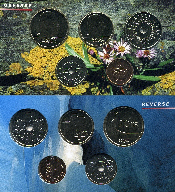 Норвегия госнабор из 4 монет плюс оригинальный жетон 2002 UNC 3-4-1-53