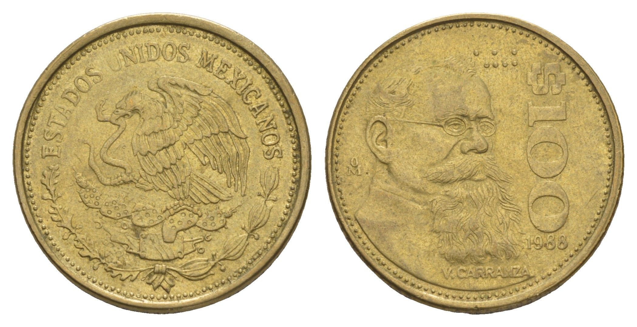 Мексика 100 песо 1988 Мо, Венустиано Карранса де ла Гарса KM 493 алюминиевая бронза 4656-1233