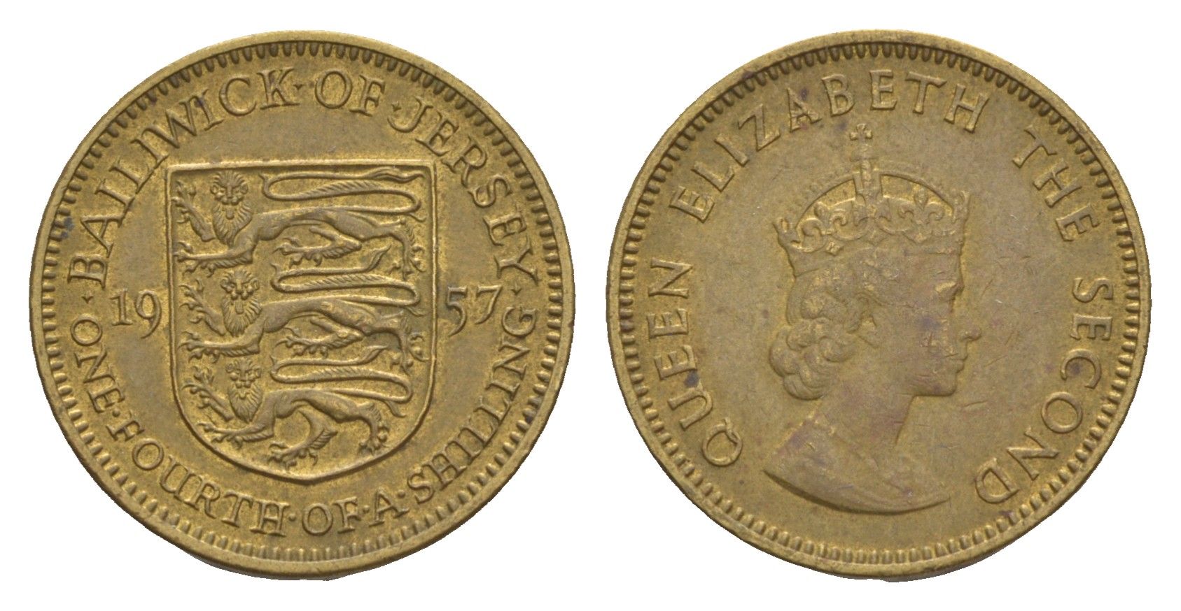 Джерси 1/4 шиллинга 1957 KM 22 никель латунь 4659-613