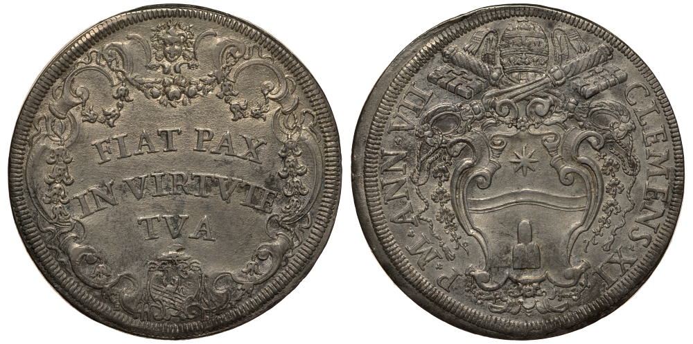 Ватикан 1 пиастр ANN IX (1708/1709) Климент XI Dav. 1441, Muntoni 37 серебро 00-000-00