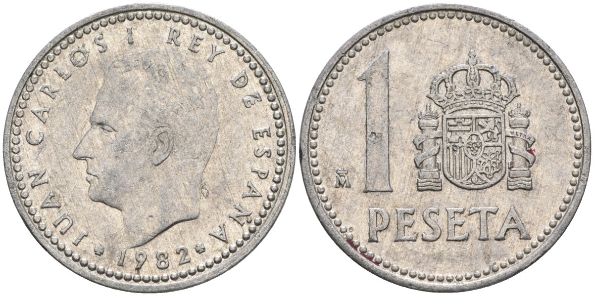Испания 1 песета 1982 M, Хуан Карлос I (1975-2014) KM 821 алюминий 4391-152