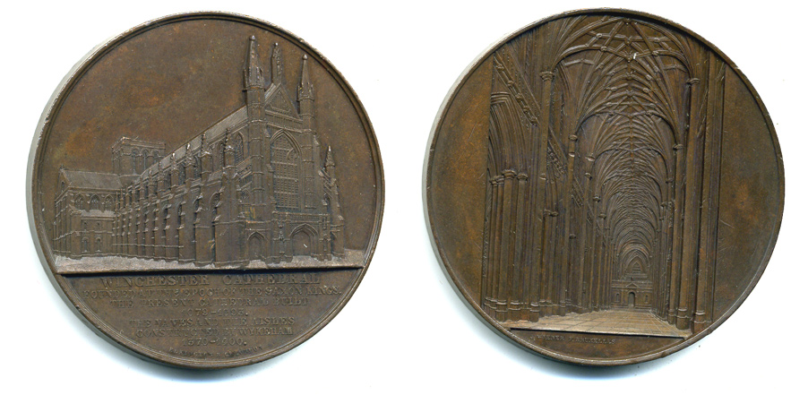 Англия медаль 1856 Уинчестерский собор. Серия архитектурные памятники Европы BHM.2593; Eimer 1507; Taylor 11b; Reinecke 36; van Hoydonck 141 бронза 1072-4-11