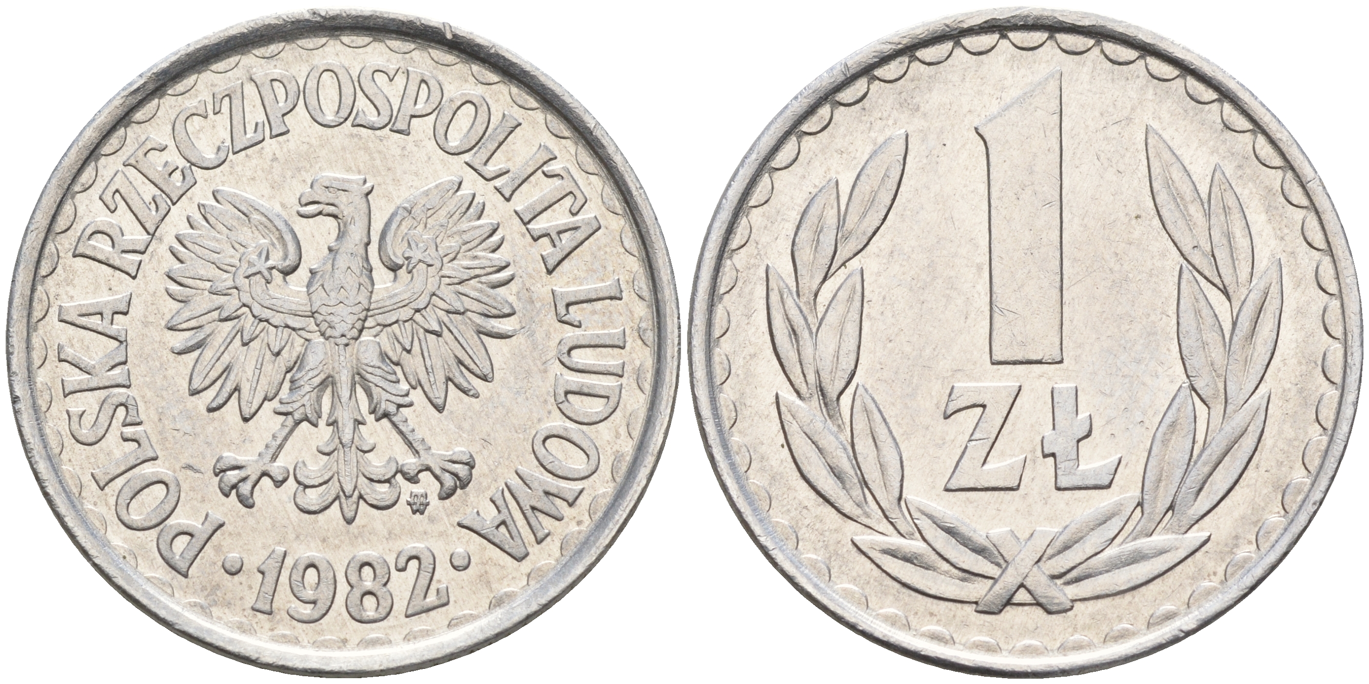 Польша 1 злотый 1982 MW KM 49.1 алюминий    4161-137