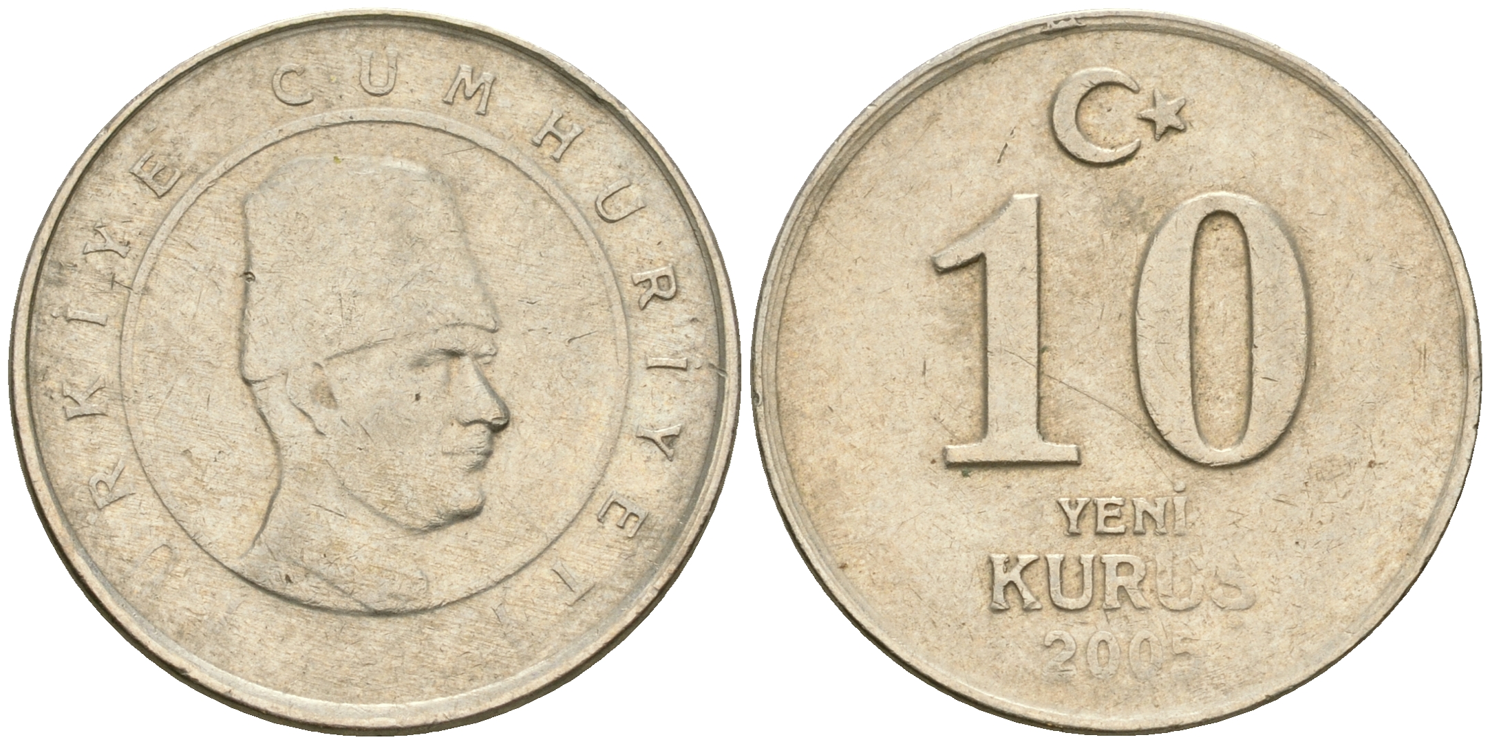 ТУРЦИЯ 10 КУРУШ 2005 АТАТЮРК KM 1166 медь никель цинк 4608-816