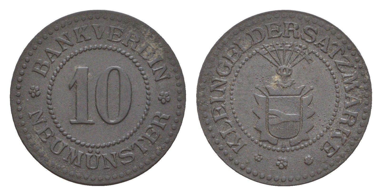 Ноймюнстер 10 пфеннигов ND Funck 368.2A, Men05 18524.2, Men18 23177.2 цинк 4528-853