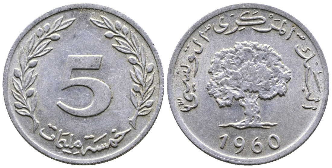 ТУНИС 5 МИЛЛИМОВ 1960 ДЕРЕВО КМ 282 алюминий 56-1243