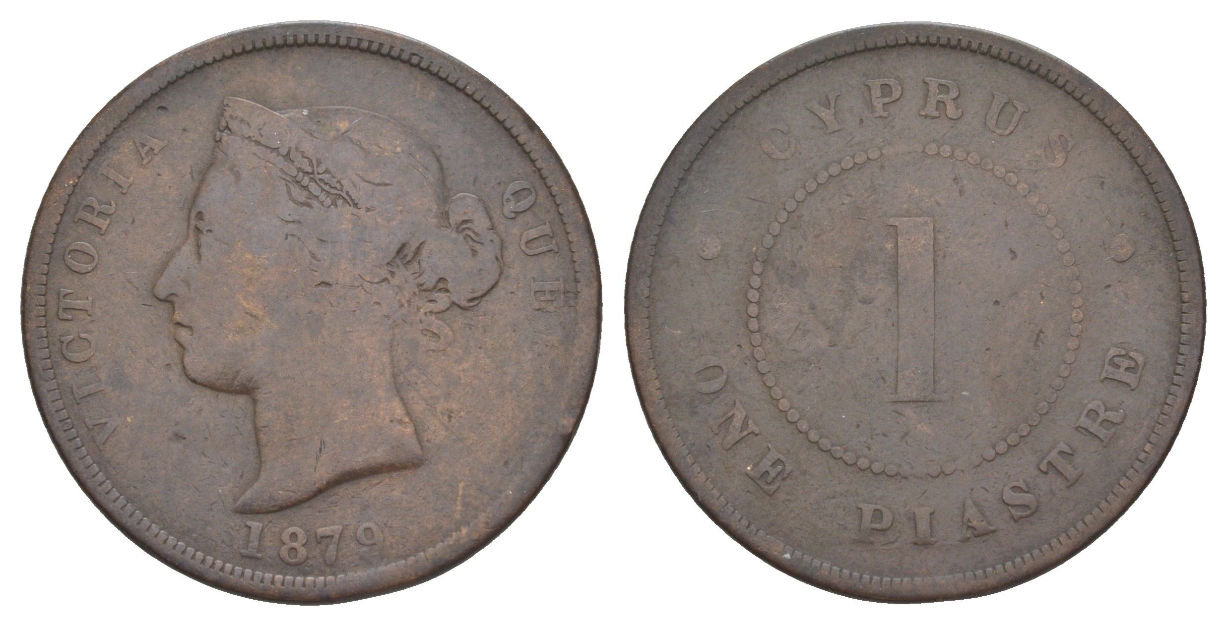 Кипр 1 пиастр 1879 Виктория (1837-1901) KM 3.1 бронза 4127-1242