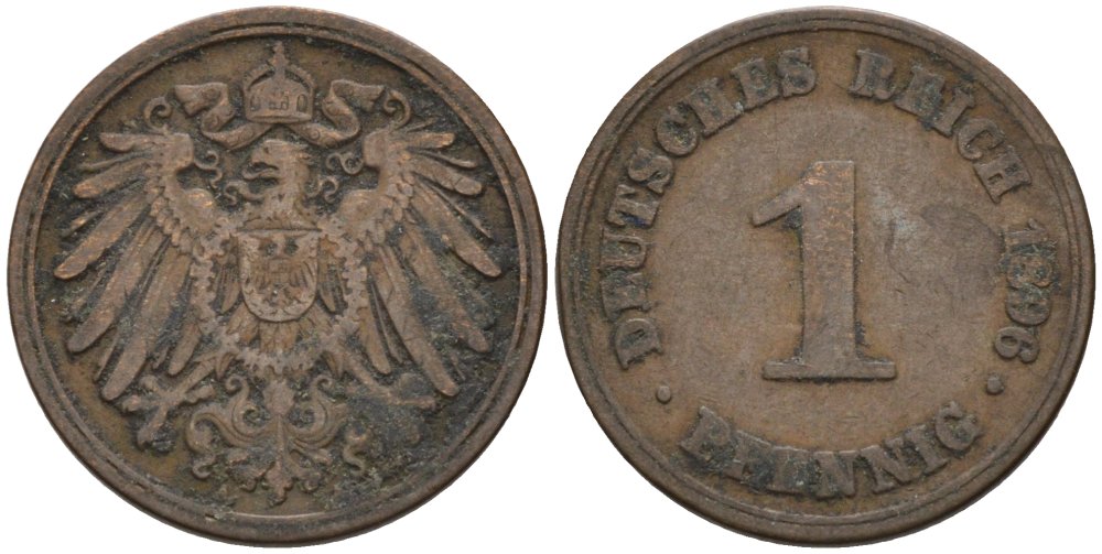 Германия 1 пфенниг 1896 A KM 10, J. 10 медь 4567-1119