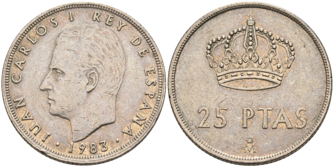 Испания 25 песет 1983 Хуан Карлос I (1975-2014) KM 824 медно-никель 4572-1043