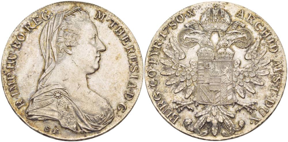 Австрия 1 талер 1780 SF, Мария Терезия, официальный рестрайк KM Т1 серебро 1516-741