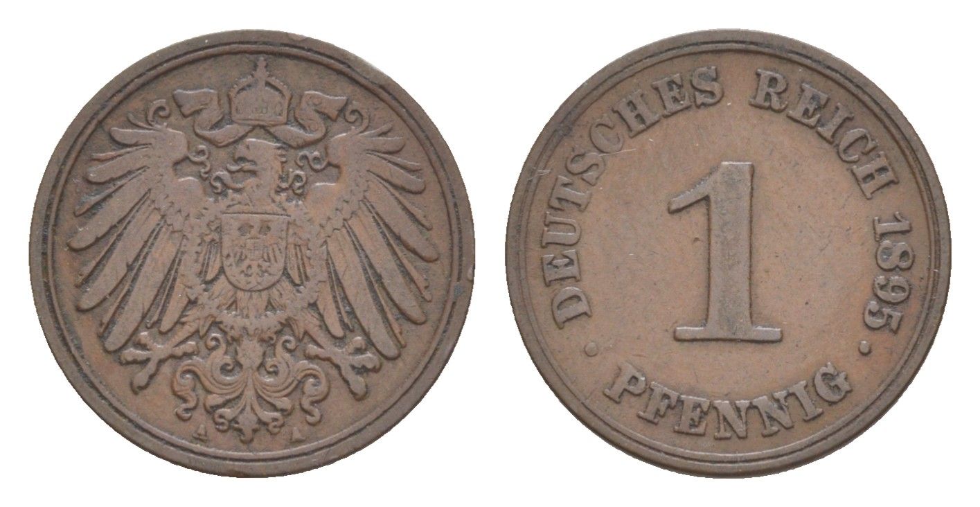 Германия 1 пфенниг 1895 A, Вильгельм II (1888-1918) KM 10, J. 10 медь 4639-1113