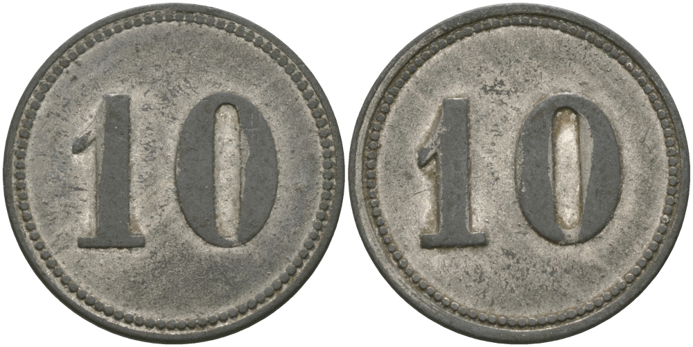 ФРАНЦИЯ 10 САНТИМОВ ND ПЛАТЕЖНЫЙ ЖЕТОН НАЧАЛА XX ВЕКА, ЦИФРЫ НОМИНАЛА 13 ММ., ДИАМЕТР 24 ММ. цинк плакированный никелем 65-431
