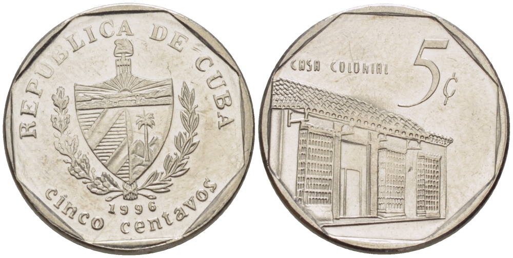 Куба 5 сентаво 1996 Casa colonire KM 575.2 сталь плакированная никелем 66-655
