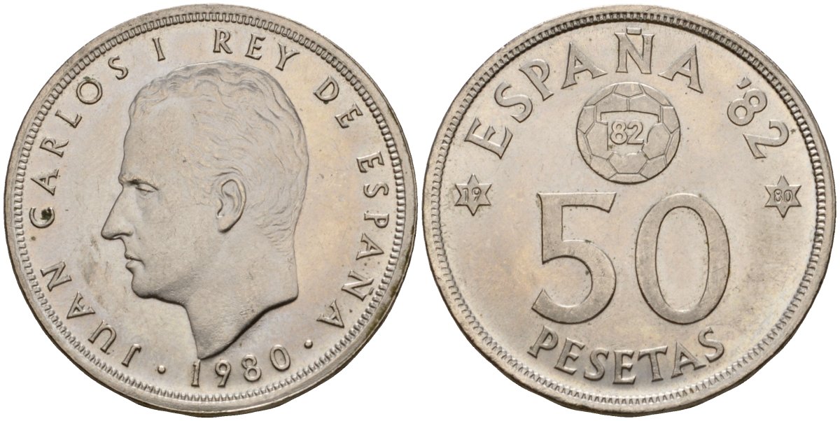 Испания 50 песет 1980 (80) Хуан Карлос I (1975-2014) KM 819 медно-никель 4599-125