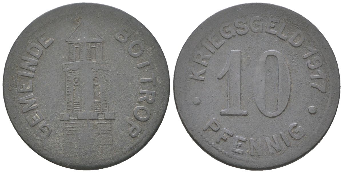 Боттроп 10 пфеннигов 1917 Funck 54.1, Men05 3320.1, Men18 4240.1 цинк 4617-228