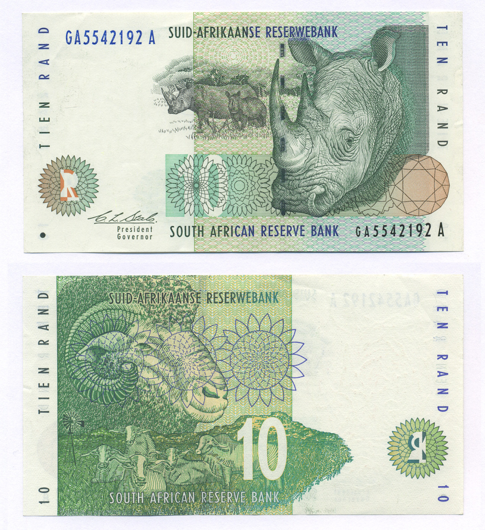 ЮАР 10 РАНДОВ 1993 Pick 123a бумага UNC (ПРЕСС) 7205-9-1