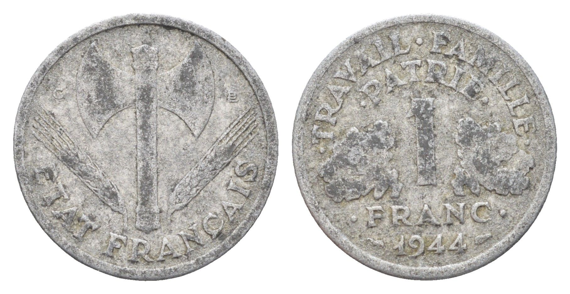 Франция 1 франк 1944 Правительство Виши KM 902 алюминий 4704-425