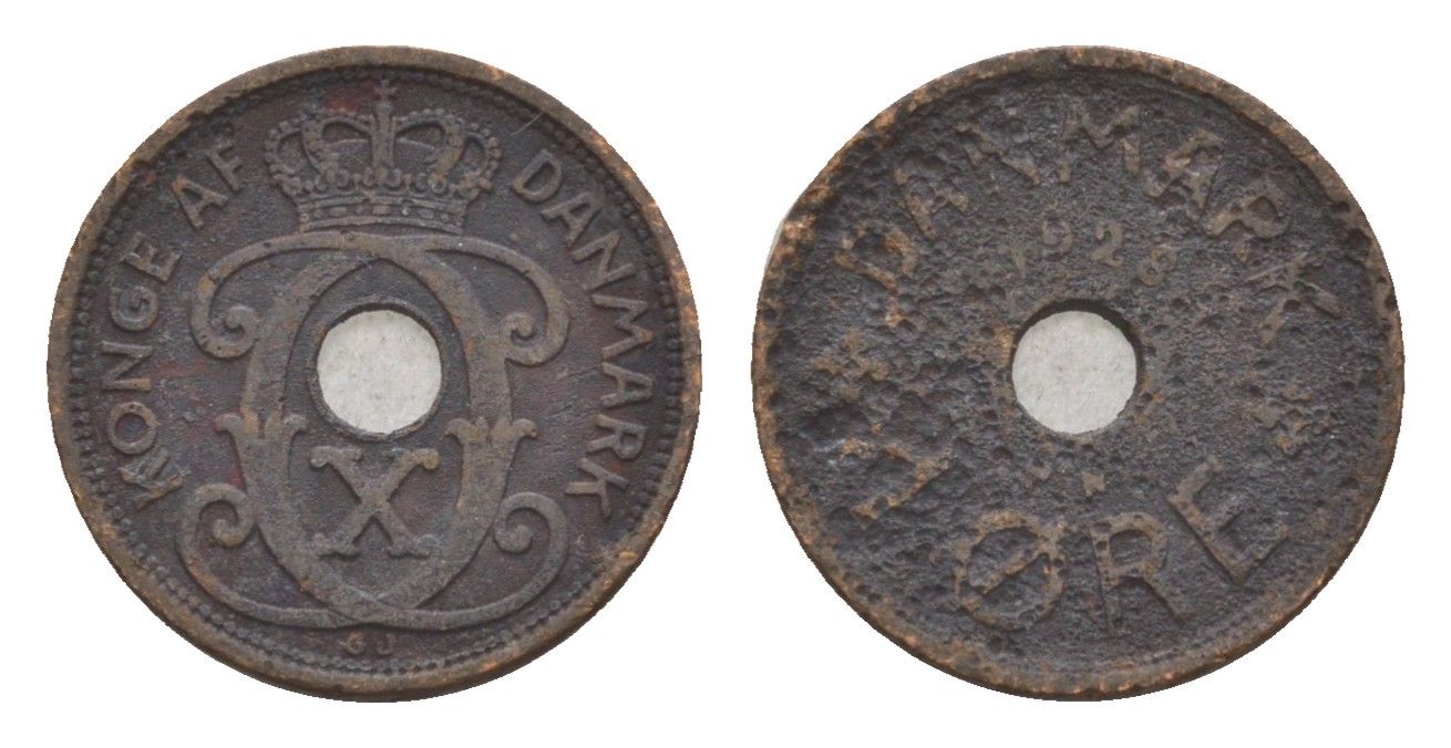 Дания 1 эре 1928 N, Кристиан X (1912-1947) KM 826 бронза 4658-145