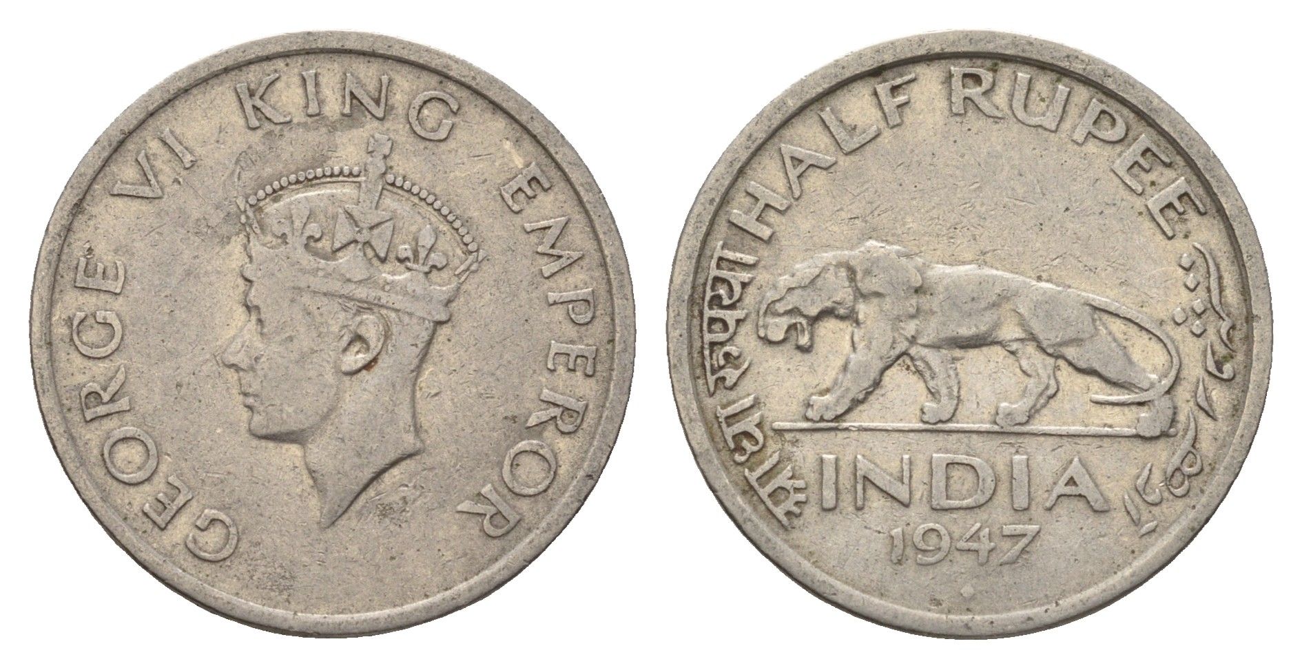 Британская Индия 1/4 рупии 1947 Георг VI (1936-1952) KM 548 никель 4648-127