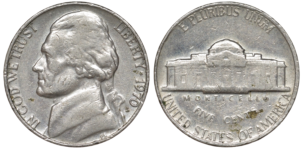 США 5 центов 1970 S, Джефферсон KM А192 медно-никель 51-1336