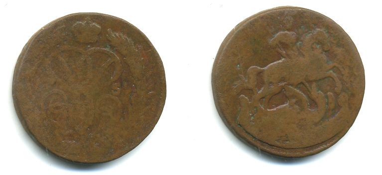 РОССИЯ 1 КОПЕЙКА 1759 медь 61-431